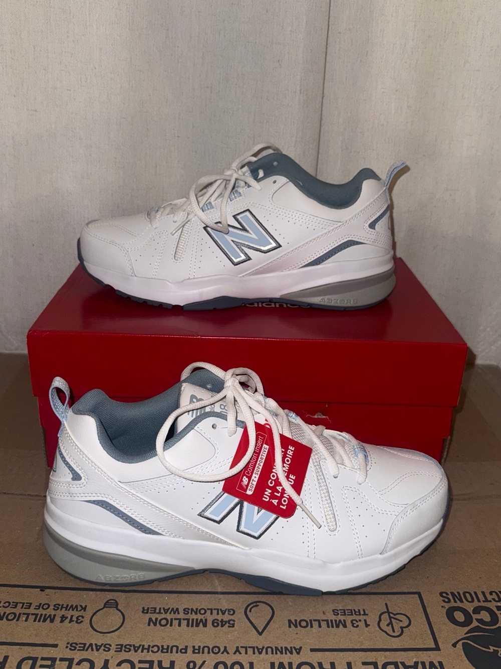 New Balance Men’s White & Light Gray Athletic Sneakers